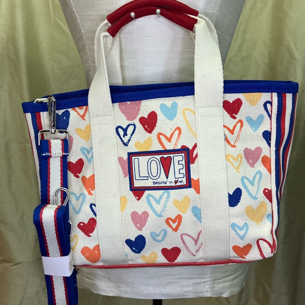 Brighton LOVE Heart Canvas Tote in Red, Blue, Yellow, Pink, Orange